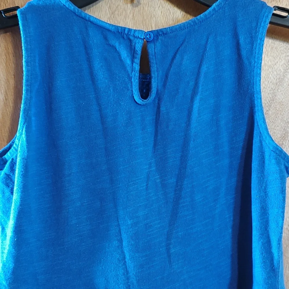Gymboree Girls High-Low Sleeveless Dress Blue Slub Knit 100% Cotton Flowy Size 8
